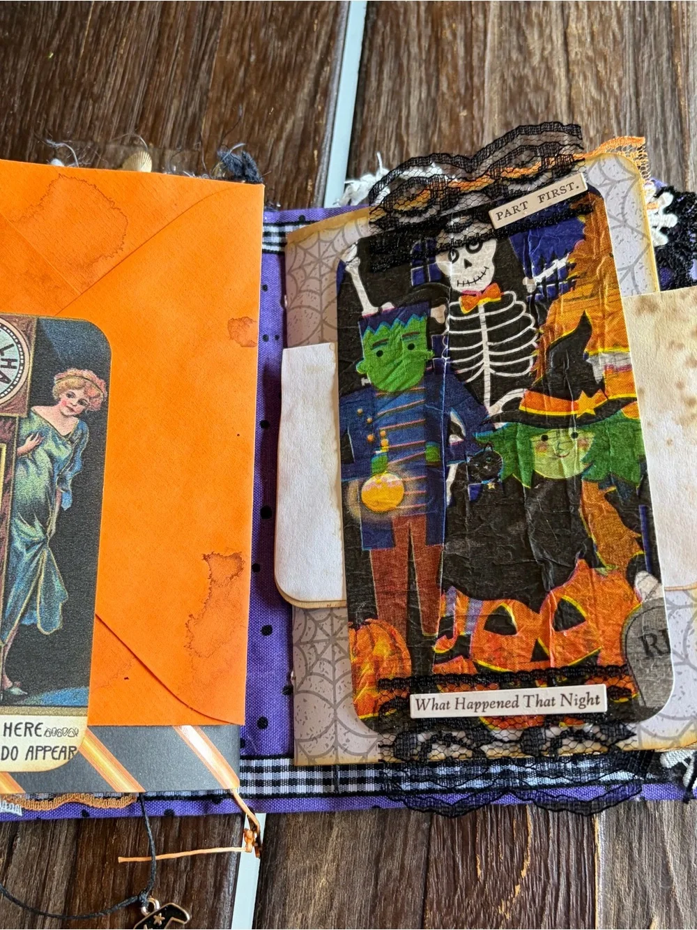 Halloween Junk Journal Small Handmade Decorated 3 Sig Witch Pumpkin Black Cat